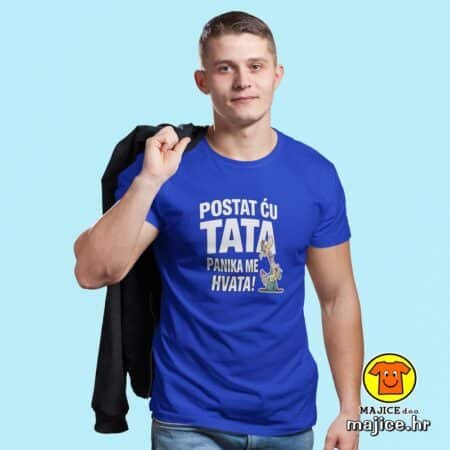 POSTAT ĆU TATA PANIKA ME HVATA v2 | majica s natpisom plava