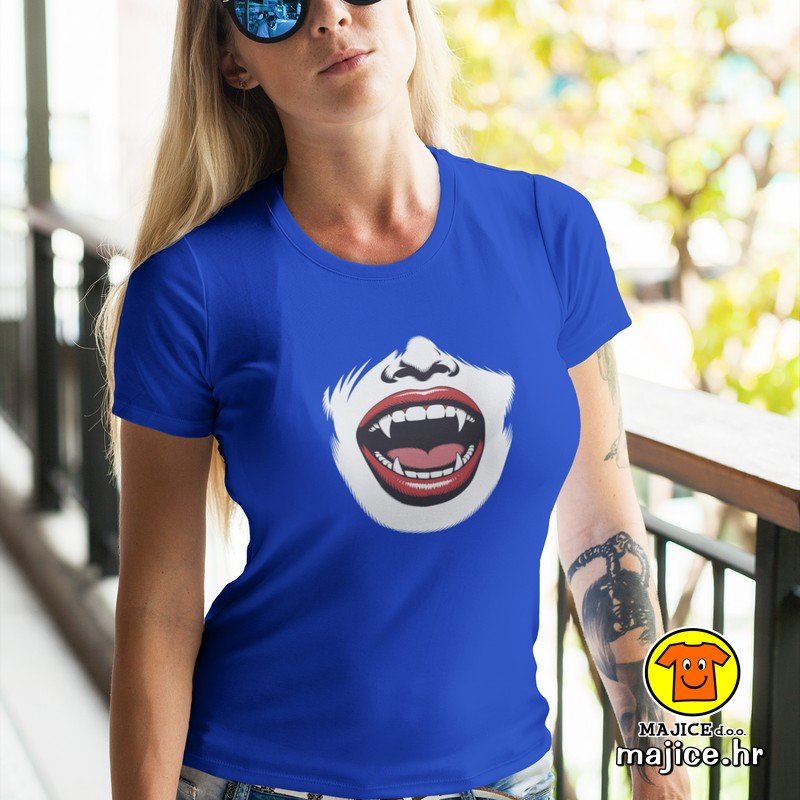 VAMPIRICA ženska majica s natpisom 0259 plava VAMPIRICA | ženska majica s natpisom plava