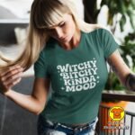 WITCHY BITCHY KINDA MOOD ženska majica s natpisom 0251 pink