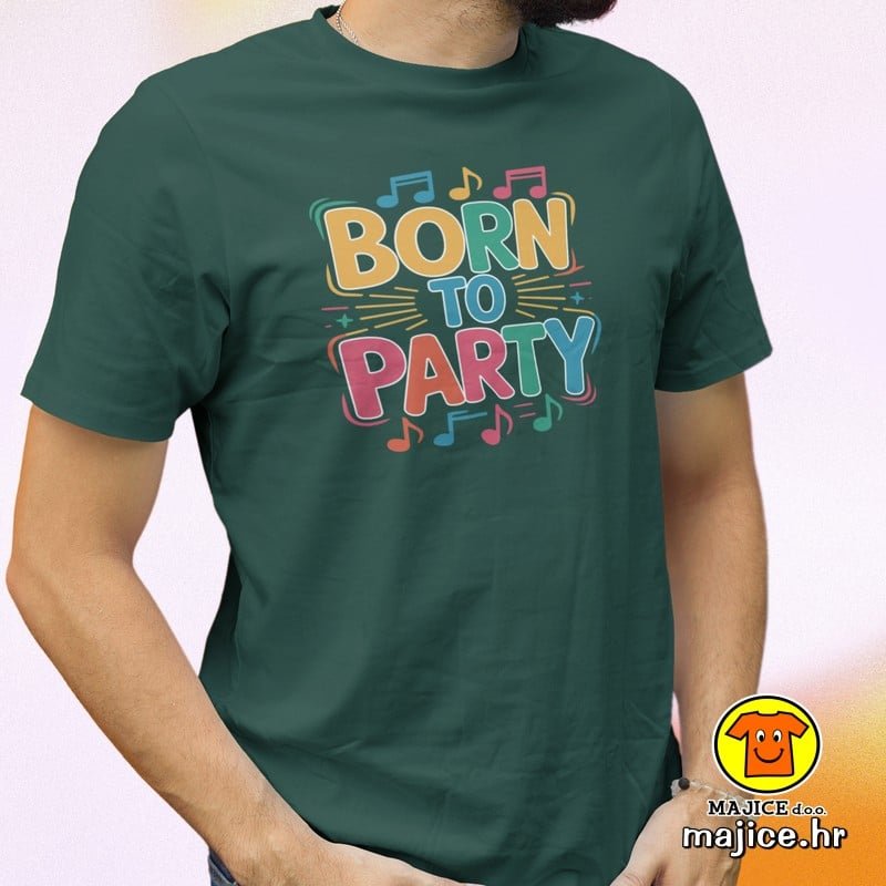 BORN TO PARTY majica s natpisom 00819 zelena BORN TO PARTY majica s natpisom 00819 zelena