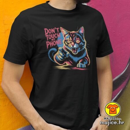 DON`T TOUCH MY PHONE v2 majica s natpisom 00813 crna