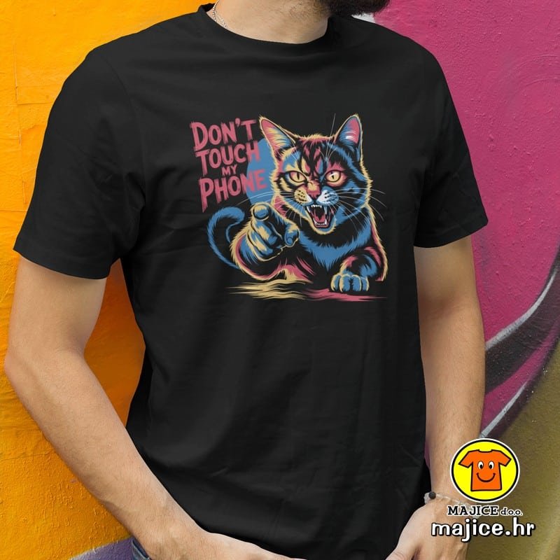 DON`T TOUCH MY PHONE v2 majica s natpisom 00813 crna DON`T TOUCH MY PHONE v2 majica s natpisom 00813 crna