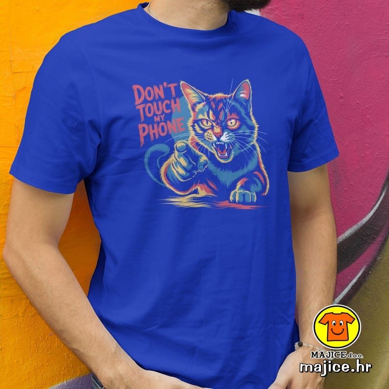 DON`T TOUCH MY PHONE v2 majica s natpisom 00813 plava DON`T TOUCH MY PHONE v2 | majica s natpisom plava