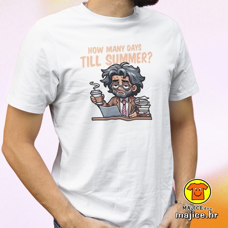 HOW MANY DAYS TILL SUMMER majica s natpisom 00820 bijela HOW MANY DAYS TILL SUMMER | majica s natpisom bijela