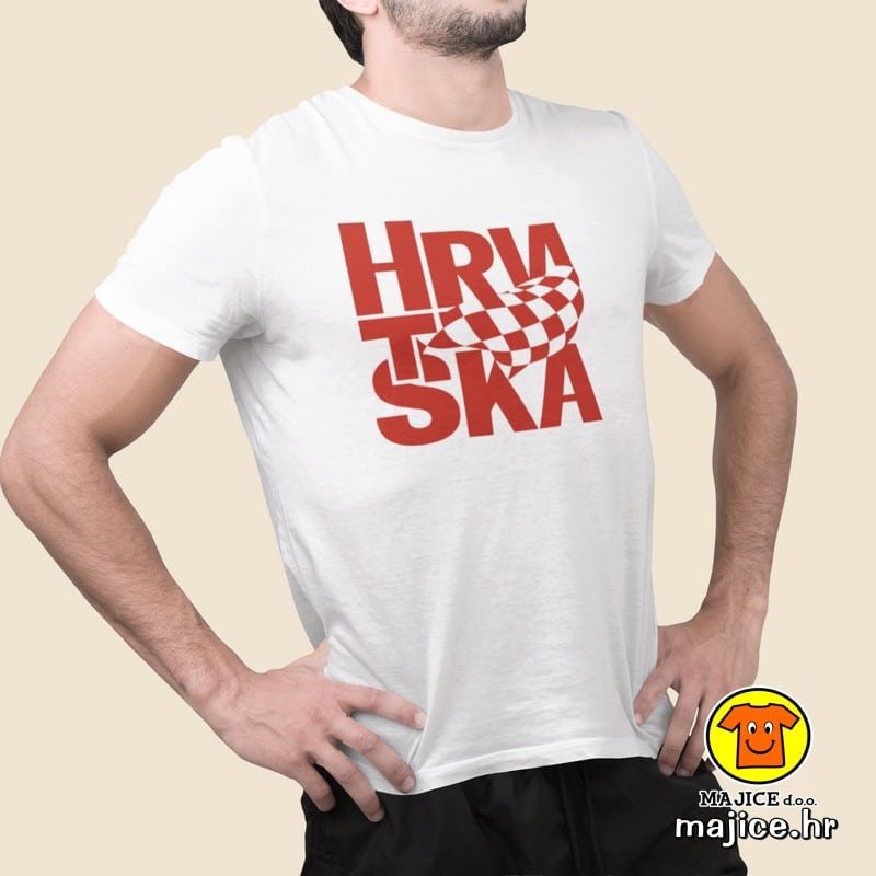 HRVATSKA v12 majica s natpisom 00823 bijela HRVATSKA v12 majica s natpisom 00823 bijela