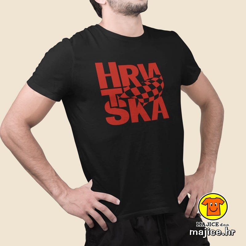 HRVATSKA v12 majica s natpisom 00823 crna HRVATSKA v12 majica s natpisom 00823 crna