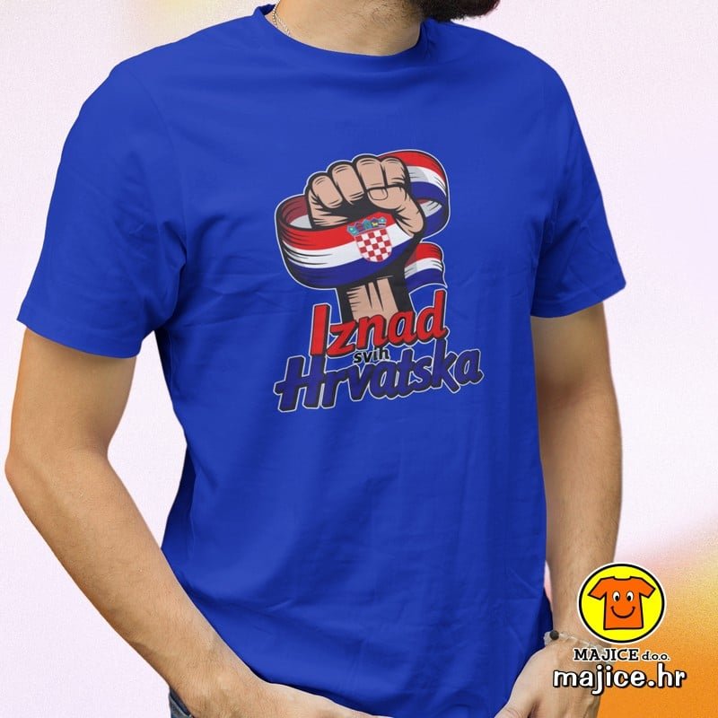 IZNAD SVIH HRVATSKA majica s natpisom 00818 plava IZNAD SVIH HRVATSKA | majica s natpisom plava