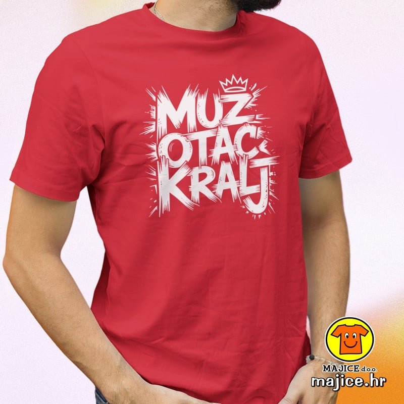 MUŽ OTAC KRALJ majica s natpisom 00816 crvena MUŽ OTAC KRALJ | majica s natpisom crvena
