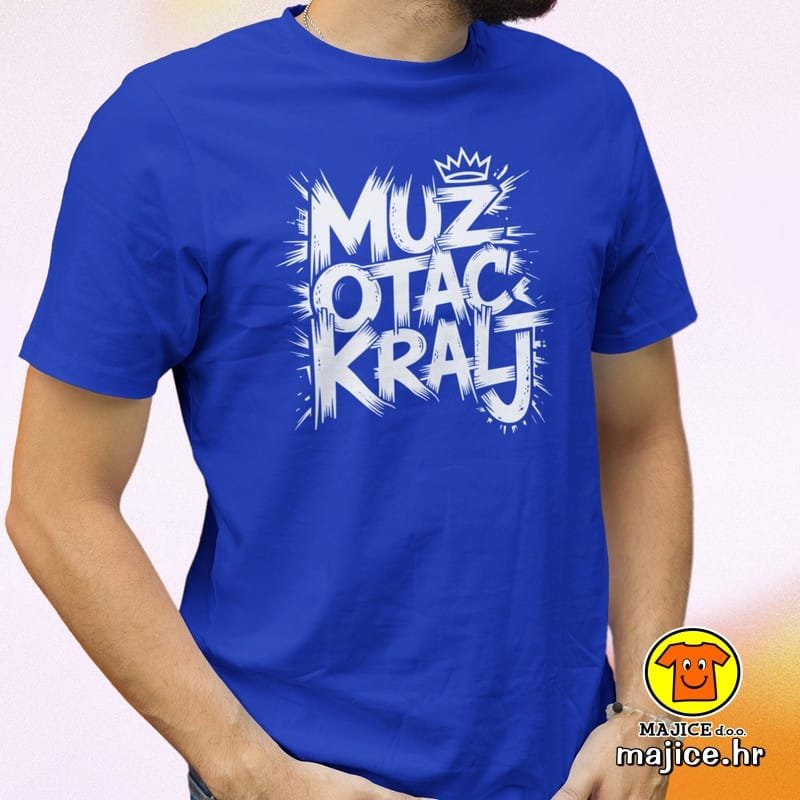 MUŽ OTAC KRALJ majica s natpisom 00816 plava MUŽ OTAC KRALJ | majica s natpisom plava