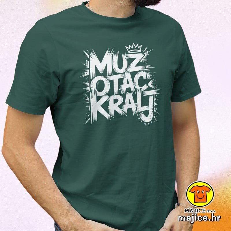 MUŽ OTAC KRALJ majica s natpisom 00816 zelena MUŽ OTAC KRALJ | majica s natpisom zelena