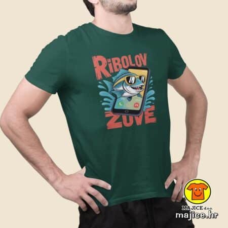 RIBOLOV ZOVE majica s natpisom 00822 zelena