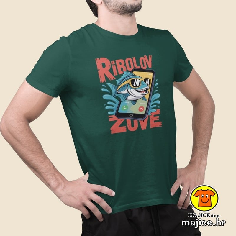 RIBOLOV ZOVE majica s natpisom 00822 zelena RIBOLOV ZOVE majica s natpisom 00822 zelena