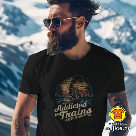 ADDICTED TO TRAINS majica s natpisom 00860 crna