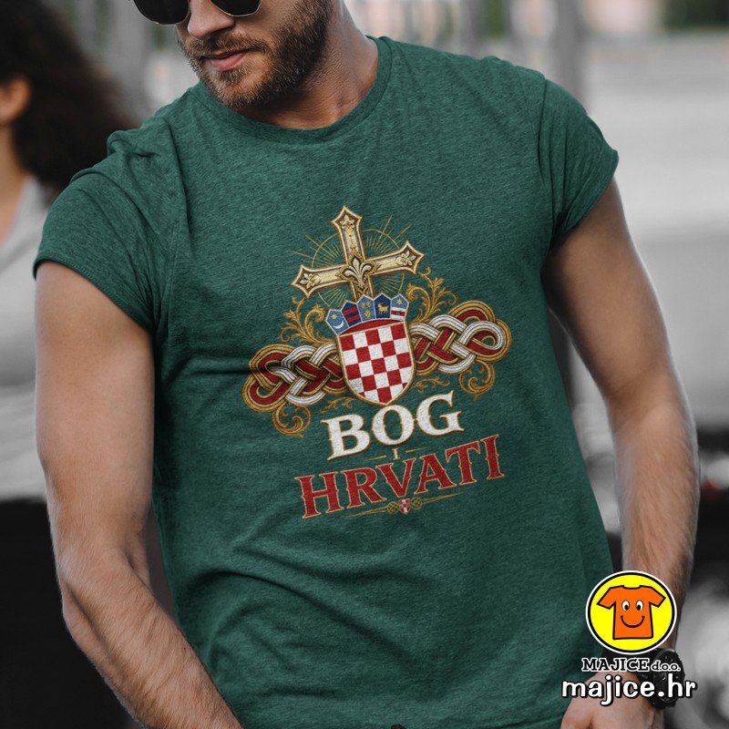 BOG I HRVATI majica s natpisom 00932 zelena