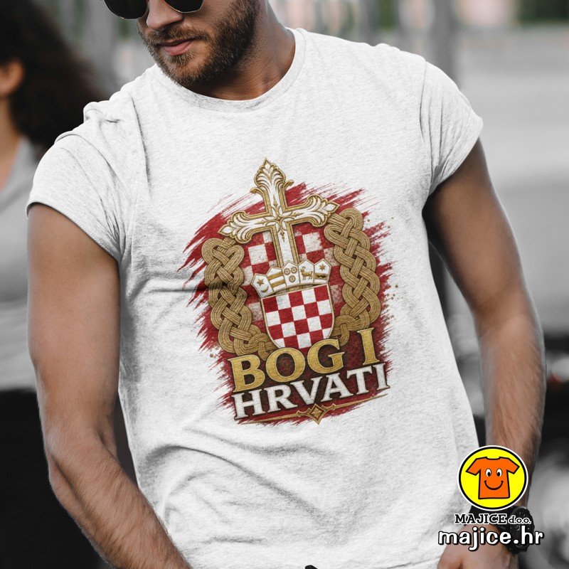 BOG I HRVATI v2 majica s natpisom 00933 bijela