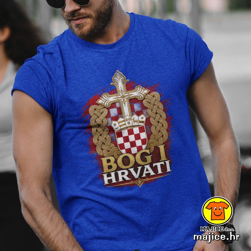 BOG I HRVATI v2 majica s natpisom 00933 plava