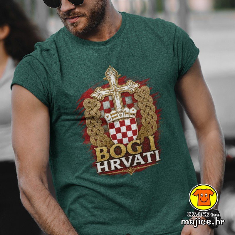 BOG I HRVATI v2 majica s natpisom 00933 zelena