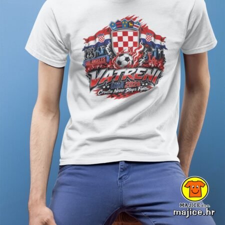 CROATIA VATRENI v21 majica s natpisom 00908 bijela