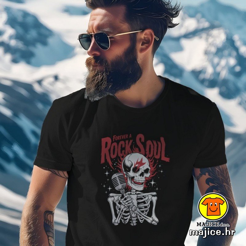 FOREVER A ROCK SOUL majica s natpisom 00857 crna FOREVER A ROCK SOUL majica s natpisom 00857 crna