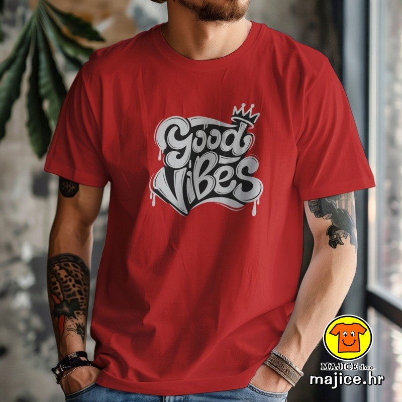 GOOD VIBES majica s natpisom 00853 crvena