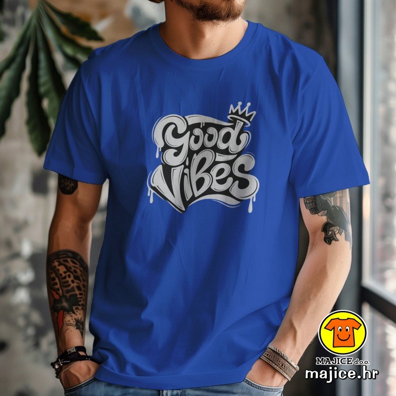 GOOD VIBES majica s natpisom 00853 plava