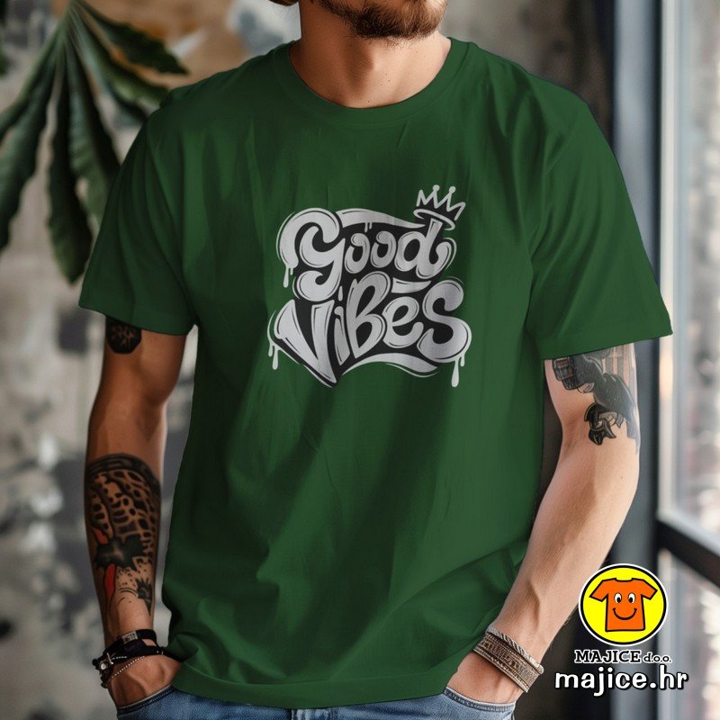 GOOD VIBES majica s natpisom 00853 zelena