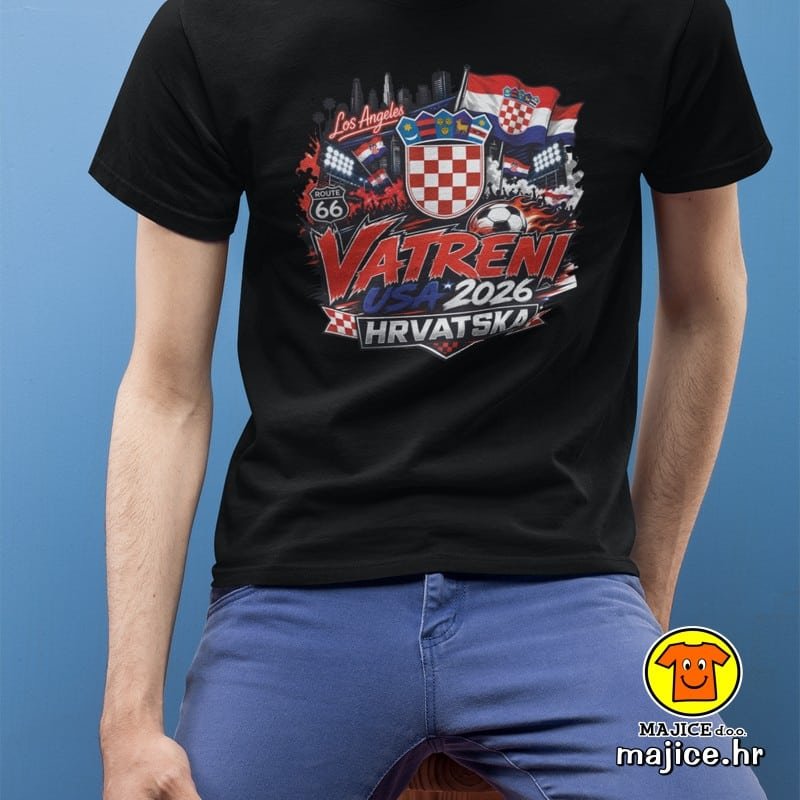 HRVATSKA VATRENI v22 majica s natpisom 00909 crna