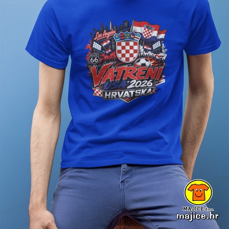 HRVATSKA VATRENI v22 majica s natpisom 00909 plava