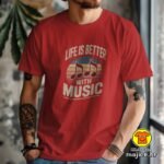 LIFE IS BETTER WITH MUSIC majica s natpisom 00855 plava