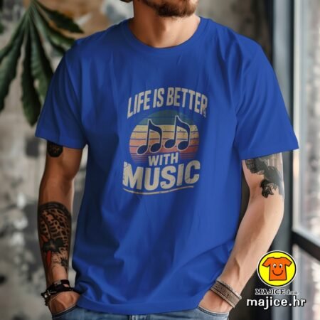 LIFE IS BETTER WITH MUSIC majica s natpisom 00855 plava
