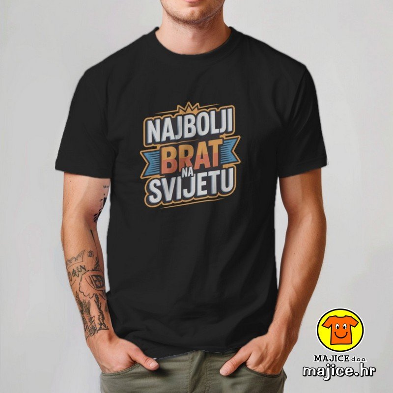 NAJBOLJI BRAT NA SVIJETU v1 majica s natpisom 00861 crna NAJBOLJI BRAT NA SVIJETU v1 | majica s natpisom