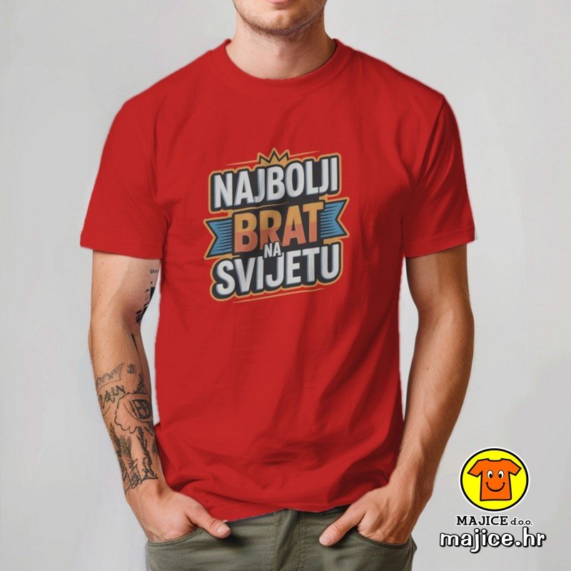 NAJBOLJI BRAT NA SVIJETU v1 majica s natpisom 00861 crvena NAJBOLJI BRAT NA SVIJETU v1 | majica s natpisom