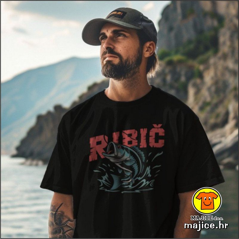 RIBIČ v1 majica s natpisom 00863 crna RIBIČ v1 | majica s natpisom