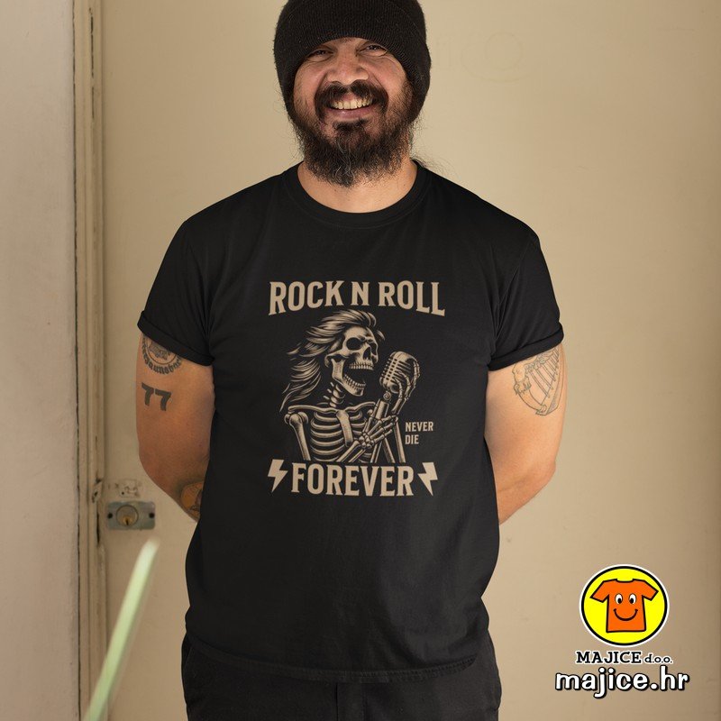 ROCK AND ROLL FOREVER majica s natpisom 00838 crna ROCK AND ROLL FOREVER majica s natpisom 00838 crna