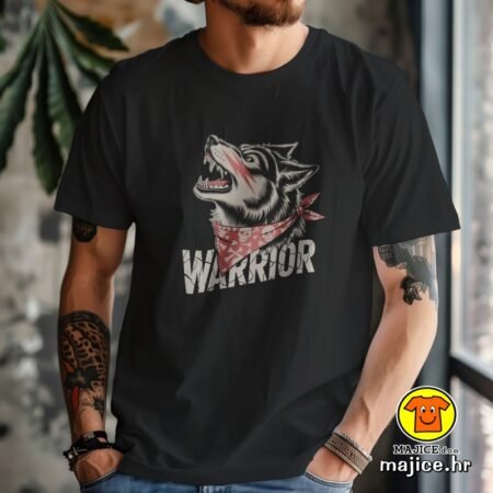 WARRIOR WOLF majica s natpisom 00848 crna